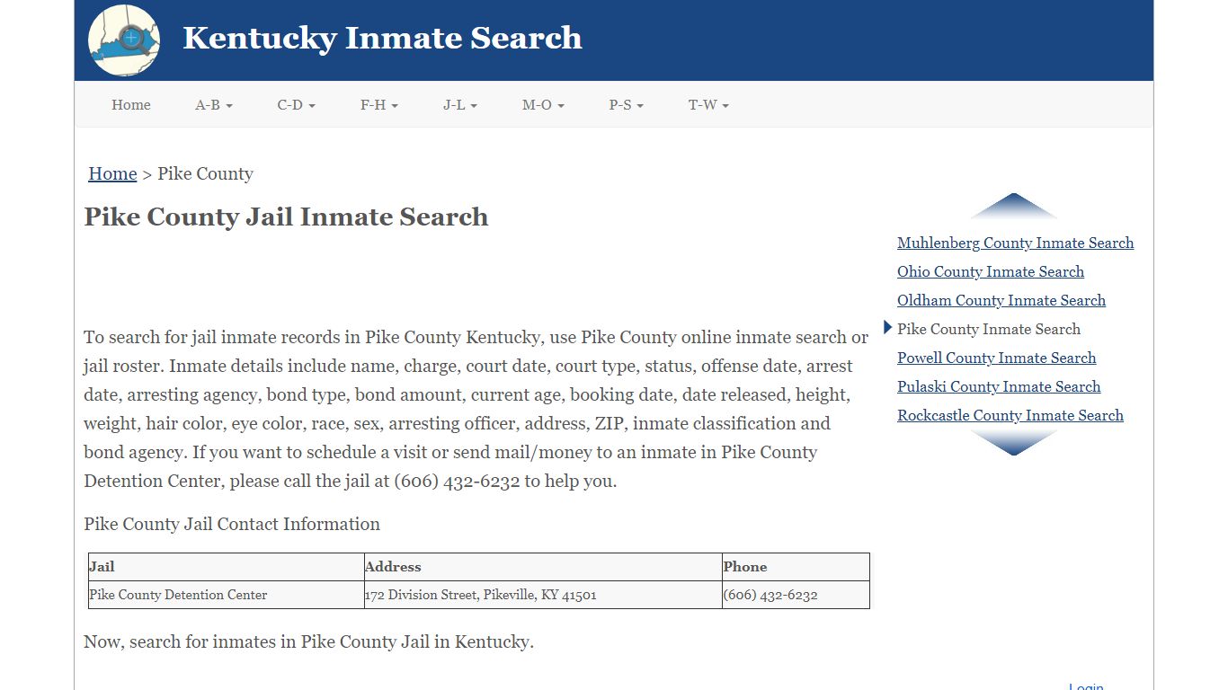 Pike County Jail Inmate Search